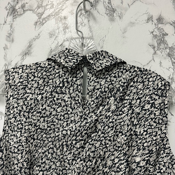 Brooks Brothers Women’s Geometric Black and White Top 100% Silk Size 8 - Picture 7 of 11